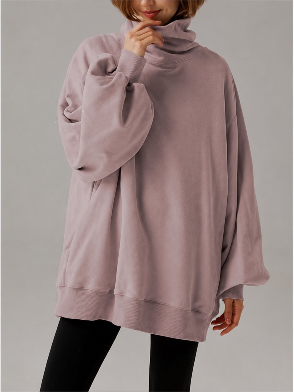 LIT Active Whisper Oversized Turtleneck Sweatshirt II Mauve Purple Size Small